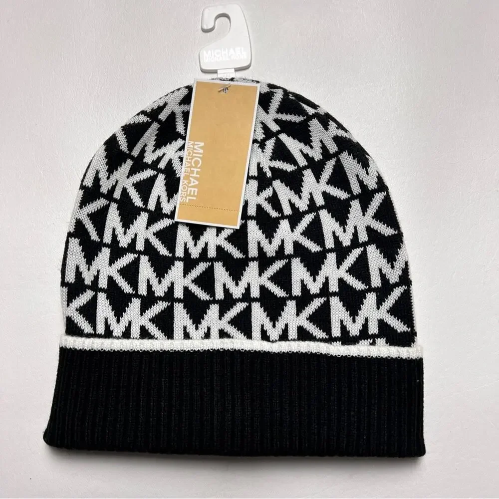 Michael Kors MK  Classic Pattern Women's Cold Weather Winter Beanie Logo Hat